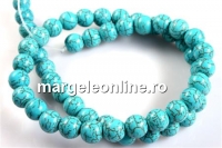 Turquoise magnesite, round, 8mm