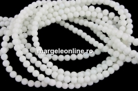 White agate, round, 3mm