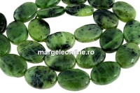 Nephrite jade, flat oval, 16x12mm