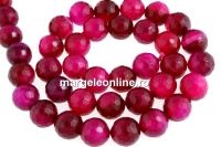 Intense fuchsia lace agate, faceted round, 12mm