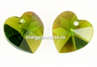 Swarovski, pandantiv inima, olivine AB, 10mm - x2