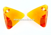 Swarovski, pandantiv triunghi, tangerine, 12mm - x1