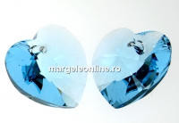 Swarovski, pandantiv inima, aquamarine, 14mm - x2