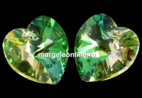 Swarovski, pandantiv inima, luminous green, 14mm - x2