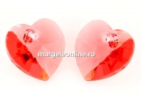 Swarovski, pandantiv inima, rose peach, 14mm - x2