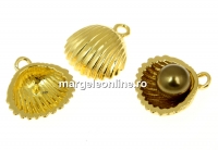 Pendant base, shell, gold-plated 925 silver, pearl 6mm - x1