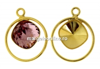 Pendant base, gold-plated 925 silver, for Swarovski square 10mm - x1
