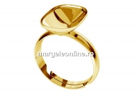 Ring base, gold plated 925 silver, for Swarovski 4568 14x10mm, adjustable, - x1