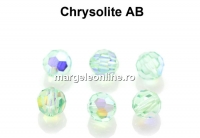 Preciosa, margele, rotund fatetat, chrysolite AB, 4mm - x10