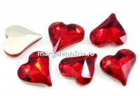 Ideal crystals, heart fancy, light siam, 13x12mm - x1