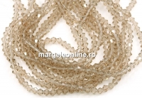 Crystal bead string, faceted biconical, golden beige, 4mm