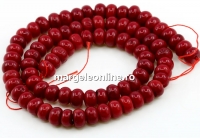 Coral beads, intense red, washer, 8mm