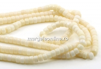 Margele Coral, ivory, heishi disc, grad A, 6x4mm