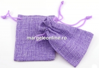 Saculet textil, mov lavanda, 9x6.5cm - x5