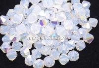 Preciosa, margele bicone, white opal glitter, 4mm - x40