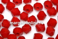 Sirag margele cristal, biconic fatetat, rosu coral, 4mm