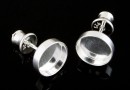 Earring findings, 925 silver, pearl cabochon 4mm - x1pair