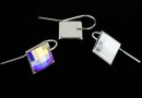 Earring findings, 925 silver, square cabochon 10mm - x1pair