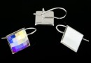 Earring findings, 925 silver, square cabochon 10mm - x1pair