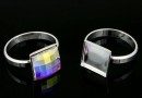 Ring base, 925 silver, square cabochon 10mm, inside 16mm  - x1