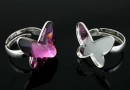 Ring base, adjustable, 925 silver, butterfly cabochon 18mm - x1