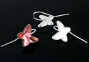 Earring findings, 925 silver, butterfly cabochon 12mm - x1pair