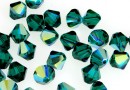 Swarovski, margele bicone, emerald aurore boreale, 3mm - x20