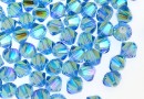 Swarovski, margele bicone, aquamarine AB2x, 4mm - x20