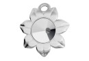 Pendant base, 925 silver, Flower, rivoli 6mm - x1