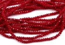 Crystal bead string, faceted rings, dark red coral, 3x2mm