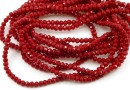 Crystal bead string, faceted rings, dark red coral, 3.5x2.5mm