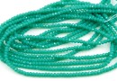 Crystal bead string, faceted rounds, mint green, 3x2.2mm