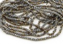Crystal bead string, faceted rounds, gradient gray opal gold, 3x2.2mm