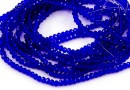 Crystal bead string, faceted rounds, intense blue, 3.5x2.5mm