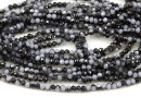 Crystal bead string, faceted rounds, white opal hematite, 3x2.2mm