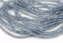 Crystal bead string, faceted rounds, light grey, 3x2.2mm