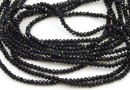 Crystal bead string, faceted rounds, jet black, 3x2.2mm