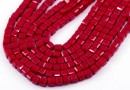 Crystal bead string, cube, coral red, 6mm